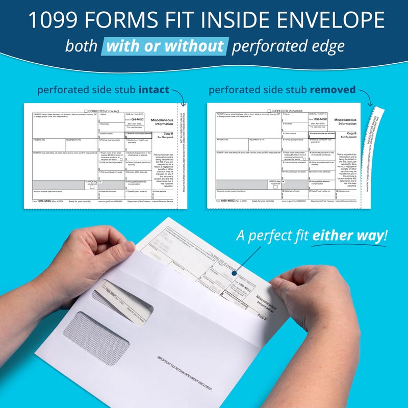 Blue Summit Supplies Blue Summit 50 1099 Envelopes Self Seal, 1099 MISC Envelopes, Double Window Security Envelopes, Designed for Printed 1099-MISC Laser Forms from QuickBooks Desktop, 5 5/8â€™â€™ x 9â€™â€™ - Image 3